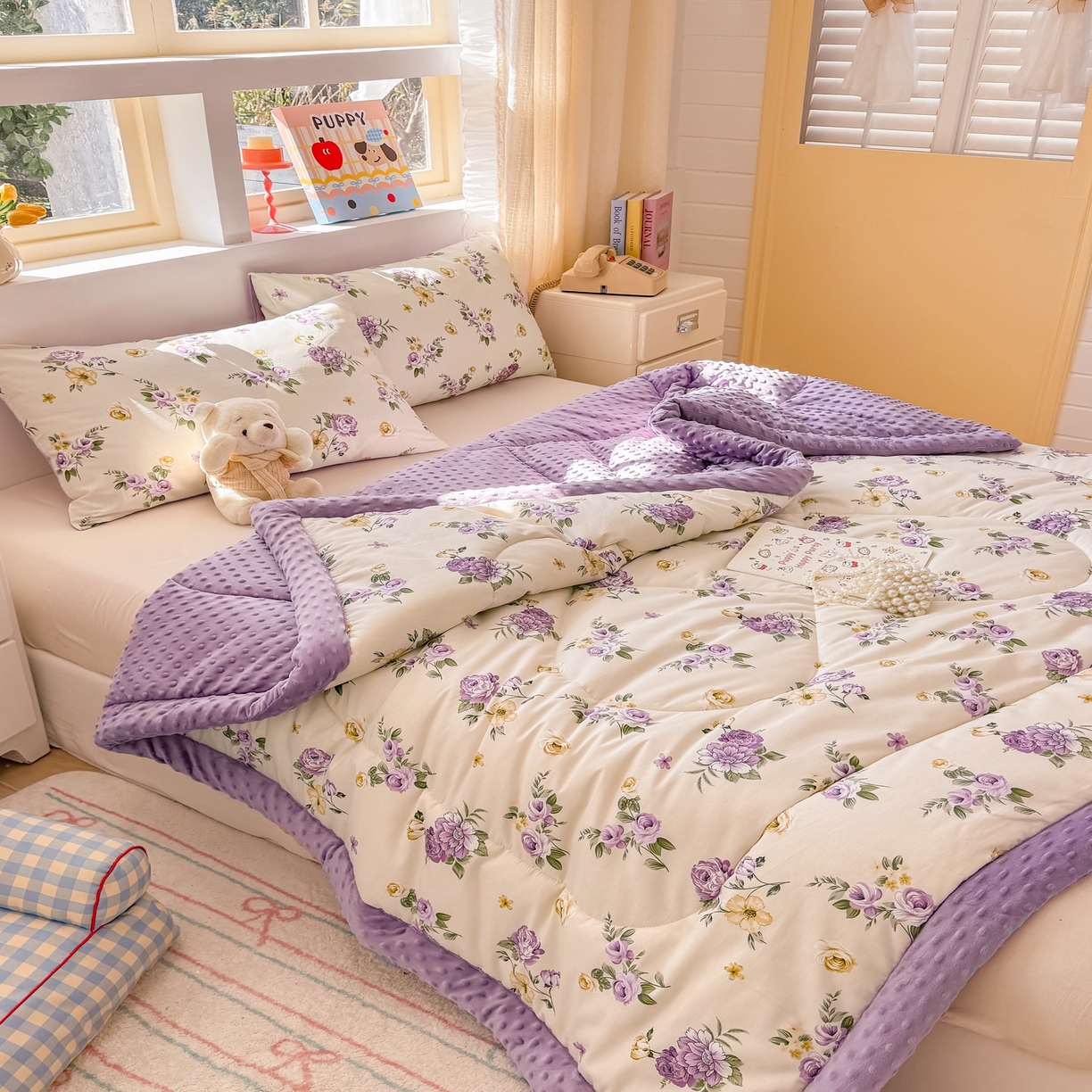 91家纺网 家纺一手货源 找家纺 （总）黛妮雅2025新款全棉豆豆绒春秋被学生单双人被子被芯冬被（提供买家秀）