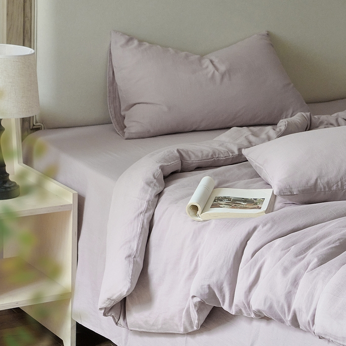 91家纺网 家纺一手货源 找家纺 子和家居 2025新款80支高密全棉双层纱四件套-云憩 云憩-马鞭草紫