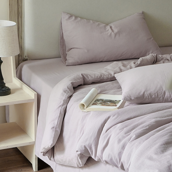 91家纺网 家纺一手货源 找家纺 子和家居 2025新款80支高密全棉双层纱四件套-云憩 云憩-马鞭草紫