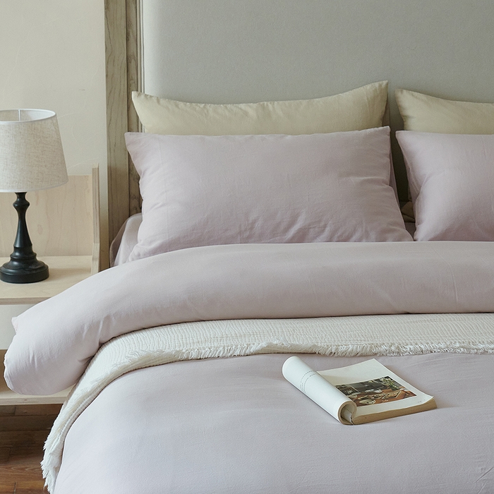 91家纺网 家纺一手货源 找家纺 子和家居 2025新款80支高密全棉双层纱四件套-云憩 云憩-马鞭草紫