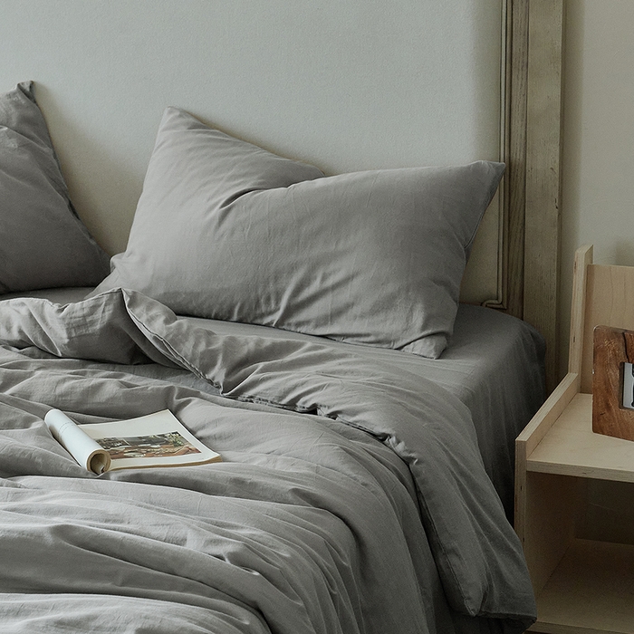 91家纺网 家纺一手货源 找家纺 子和家居 2025新款80支高密全棉双层纱四件套-云憩 云憩-太空灰