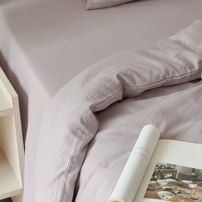 91家纺网 家纺一手货源 找家纺 子和家居 2025新款80支高密全棉双层纱四件套-云憩 云憩-马鞭草紫