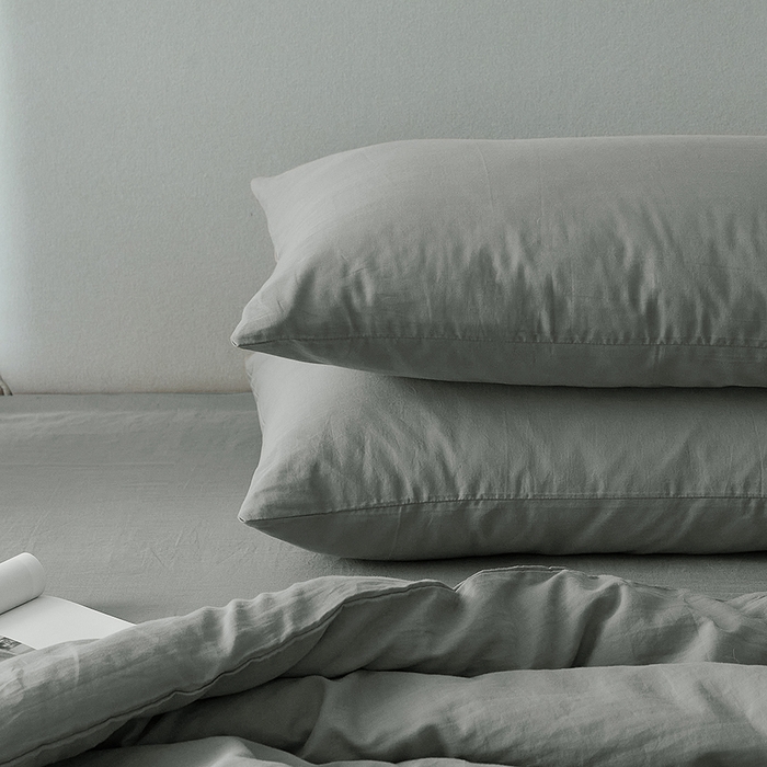 91家纺网 家纺一手货源 找家纺 子和家居 2025新款80支高密全棉双层纱四件套-云憩 云憩-太空灰