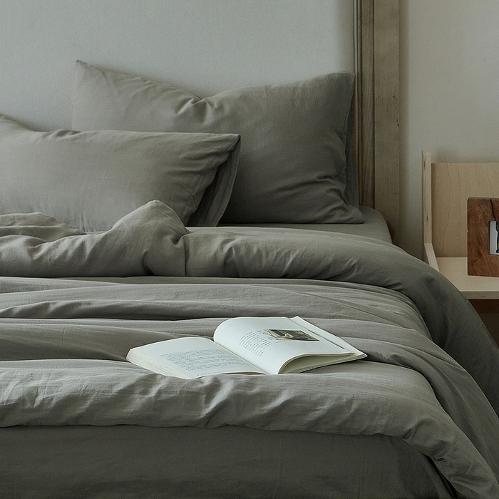 91家纺网 家纺一手货源 找家纺 子和家居 2025新款80支高密全棉双层纱四件套-云憩 云憩-太空灰