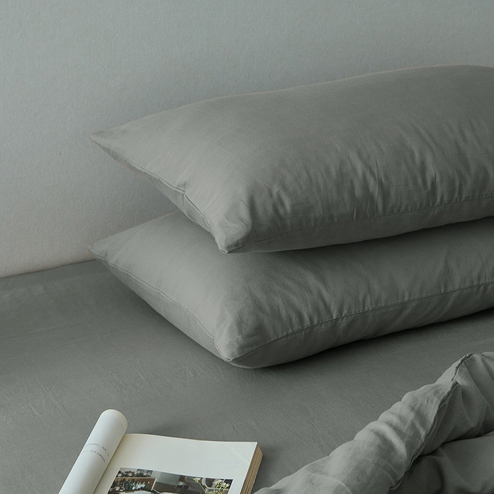 91家纺网 家纺一手货源 找家纺 子和家居 2025新款80支高密全棉双层纱四件套-云憩 云憩-太空灰