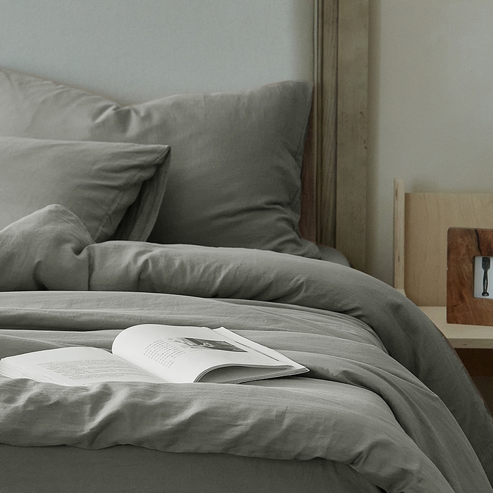 91家纺网 家纺一手货源 找家纺 子和家居 2025新款80支高密全棉双层纱四件套-云憩 云憩-太空灰