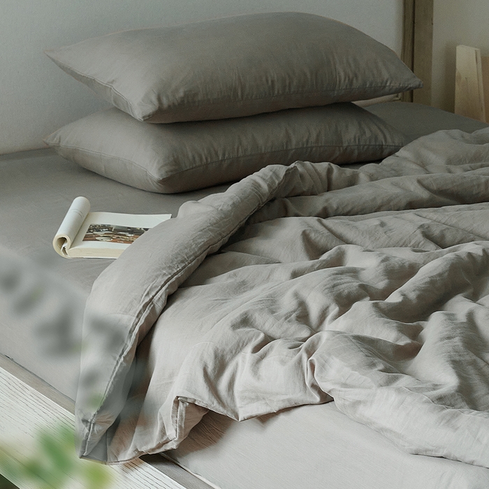 91家纺网 家纺一手货源 找家纺 子和家居 2025新款80支高密全棉双层纱四件套-云憩 云憩-太空灰