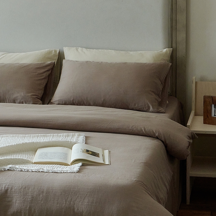 91家纺网 家纺一手货源 找家纺 子和家居 2025新款80支高密全棉双层纱四件套-云憩 云憩-麦芽糖