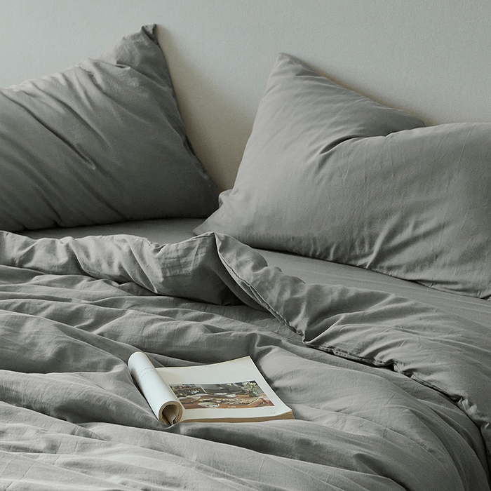 91家纺网 家纺一手货源 找家纺 子和家居 2025新款80支高密全棉双层纱四件套-云憩 云憩-太空灰