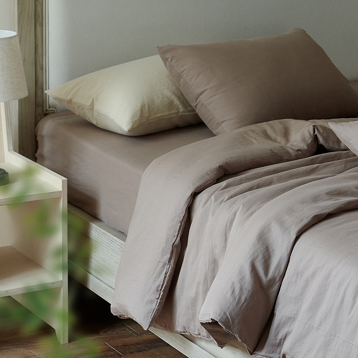 91家纺网 家纺一手货源 找家纺 子和家居 2025新款80支高密全棉双层纱四件套-云憩 云憩-麦芽糖