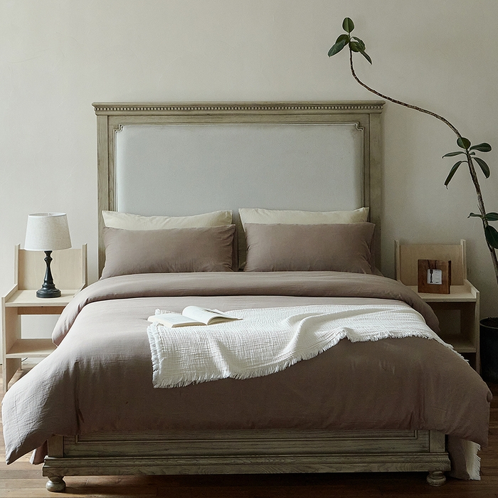 子和家居 2025新款80支高密全棉双层纱四件套-云憩 云憩-麦芽糖