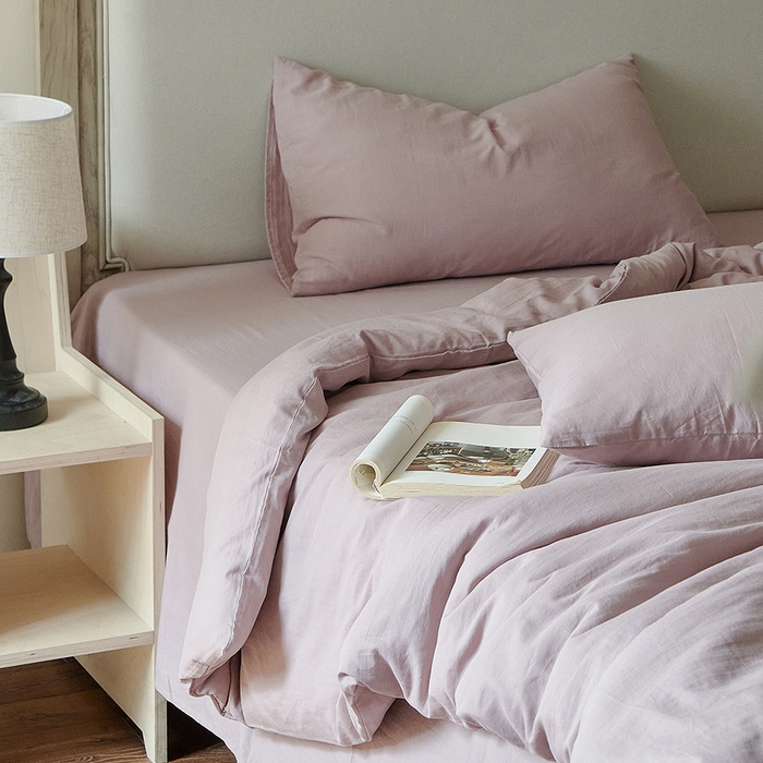 91家纺网 家纺一手货源 找家纺 子和家居 2025新款80支高密全棉双层纱四件套-云憩 云憩-霞光紫