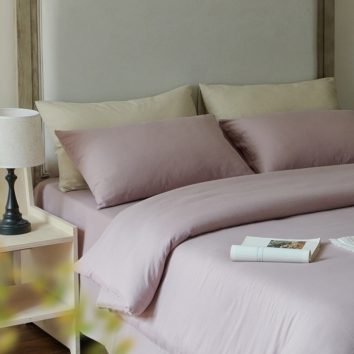 91家纺网 家纺一手货源 找家纺 子和家居 2025新款80支高密全棉双层纱四件套-云憩 云憩-霞光紫