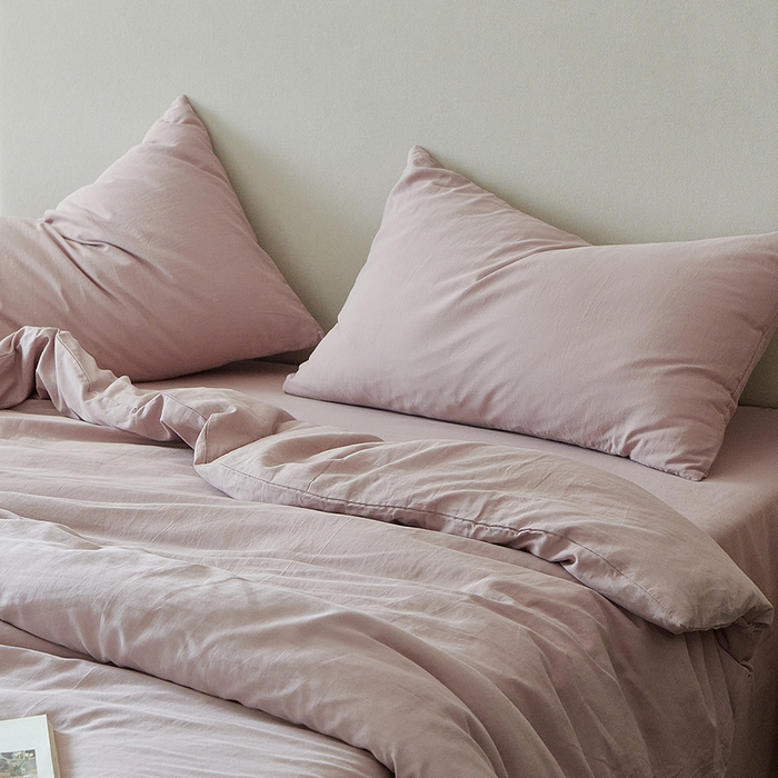 91家纺网 家纺一手货源 找家纺 子和家居 2025新款80支高密全棉双层纱四件套-云憩 云憩-霞光紫