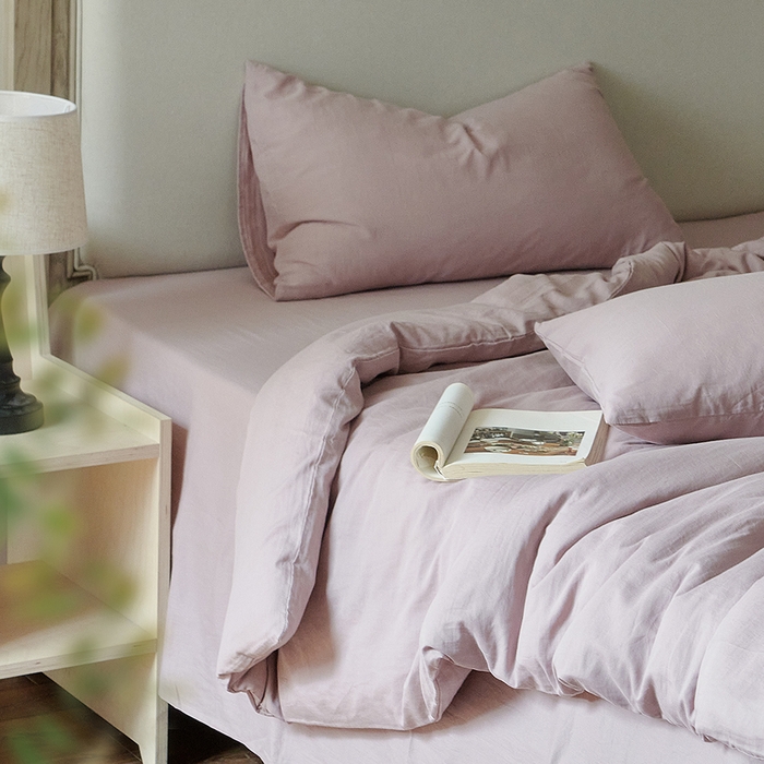 91家纺网 家纺一手货源 找家纺 子和家居 2025新款80支高密全棉双层纱四件套-云憩 云憩-霞光紫