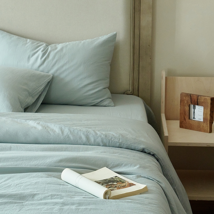 91家纺网 家纺一手货源 找家纺 子和家居 2025新款80支高密全棉双层纱四件套-云憩 云憩-烟灰蓝