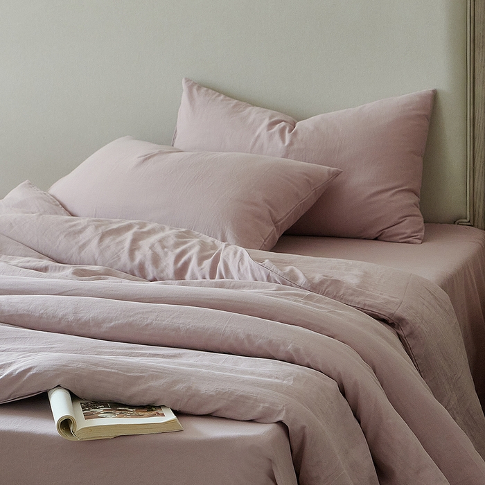 91家纺网 家纺一手货源 找家纺 子和家居 2025新款80支高密全棉双层纱四件套-云憩 云憩-霞光紫