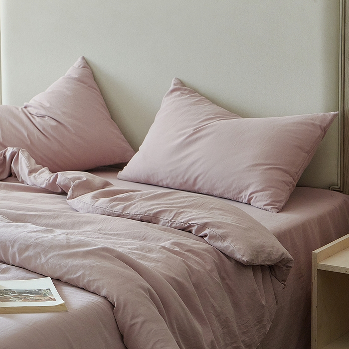 91家纺网 家纺一手货源 找家纺 子和家居 2025新款80支高密全棉双层纱四件套-云憩 云憩-霞光紫