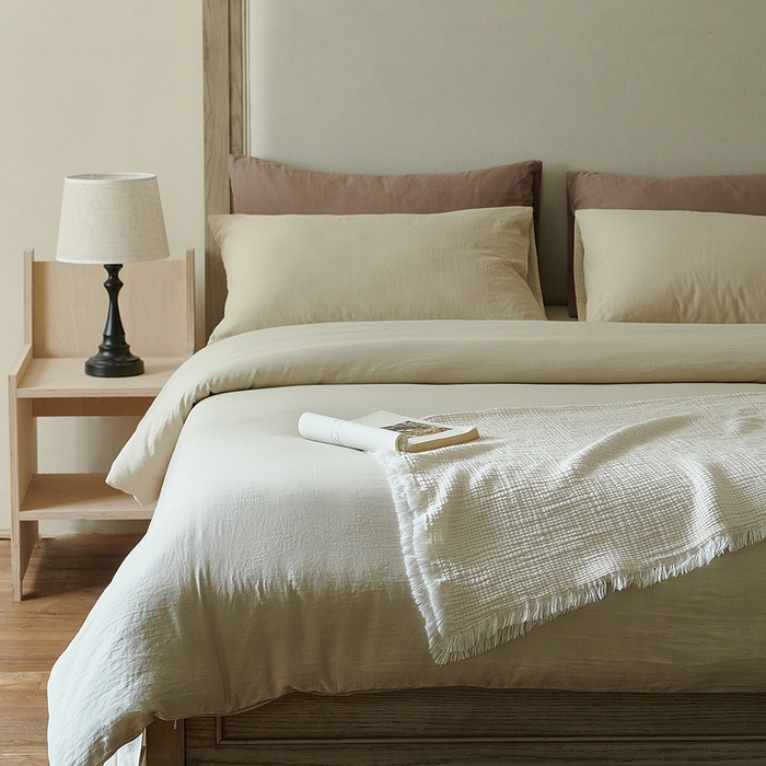 91家纺网 家纺一手货源 找家纺 子和家居 2025新款80支高密全棉双层纱四件套-云憩 云憩-洋乳