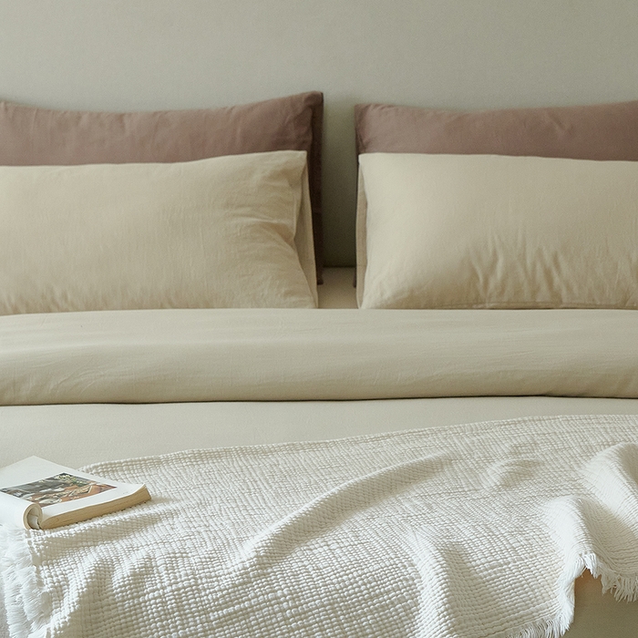 91家纺网 家纺一手货源 找家纺 子和家居 2025新款80支高密全棉双层纱四件套-云憩 云憩-洋乳