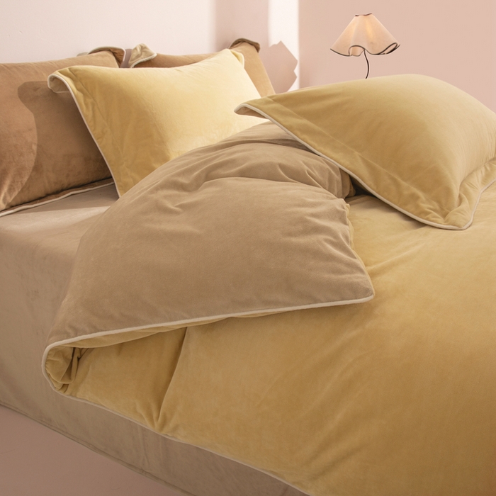 91家纺网 家纺一手货源 找家纺 安力森/诚臻酒店用品 2025新款麻绳婴儿绒四件套 秋冬加厚亲肤保暖卧室床品套件（280克） 乳酪-米咖