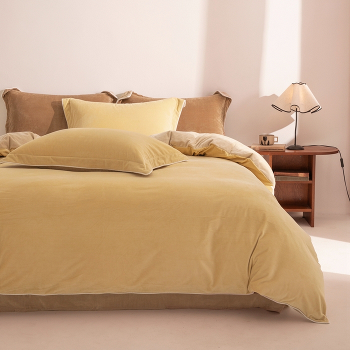 91家纺网 家纺一手货源 找家纺 安力森/诚臻酒店用品 2025新款麻绳婴儿绒四件套 秋冬加厚亲肤保暖卧室床品套件（280克） 乳酪-米咖