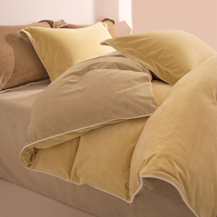 91家纺网 家纺一手货源 找家纺 安力森/诚臻酒店用品 2025新款麻绳婴儿绒四件套 秋冬加厚亲肤保暖卧室床品套件（280克） 乳酪-米咖