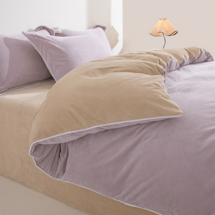 91家纺网 家纺一手货源 找家纺 安力森/诚臻酒店用品 2025新款麻绳婴儿绒四件套 秋冬加厚亲肤保暖卧室床品套件（280克） 芋泥-奶咖