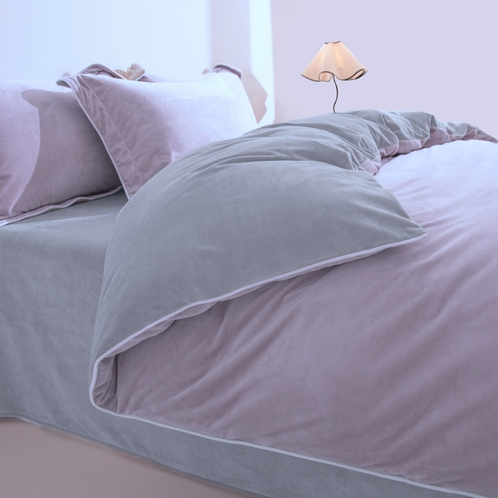 91家纺网 家纺一手货源 找家纺 安力森/诚臻酒店用品 2025新款麻绳婴儿绒四件套 秋冬加厚亲肤保暖卧室床品套件（280克） 芋泥-浅灰