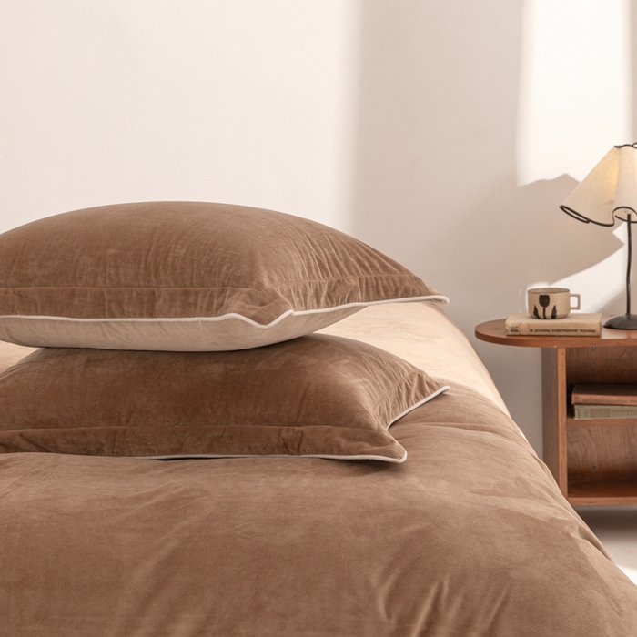 91家纺网 家纺一手货源 找家纺 安力森/诚臻酒店用品 2025新款麻绳婴儿绒四件套 秋冬加厚亲肤保暖卧室床品套件（280克） 棕咖-米咖