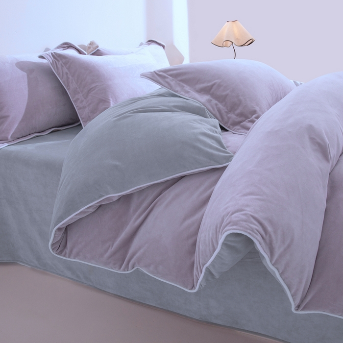 91家纺网 家纺一手货源 找家纺 安力森/诚臻酒店用品 2025新款麻绳婴儿绒四件套 秋冬加厚亲肤保暖卧室床品套件（280克） 芋泥-浅灰