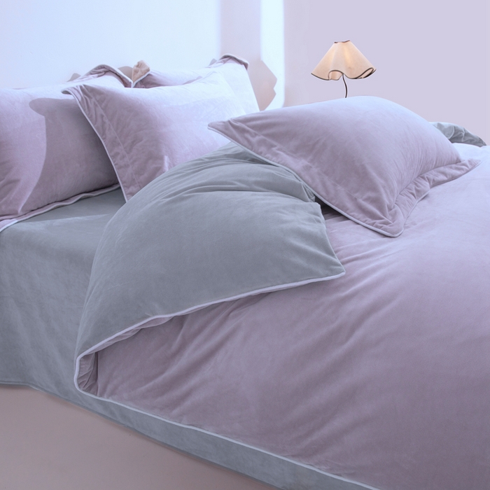 91家纺网 家纺一手货源 找家纺 安力森/诚臻酒店用品 2025新款麻绳婴儿绒四件套 秋冬加厚亲肤保暖卧室床品套件（280克） 芋泥-浅灰