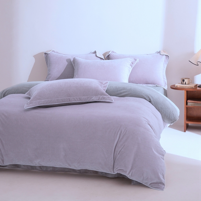 91家纺网 家纺一手货源 找家纺 安力森/诚臻酒店用品 2025新款麻绳婴儿绒四件套 秋冬加厚亲肤保暖卧室床品套件（280克） 芋泥-浅灰