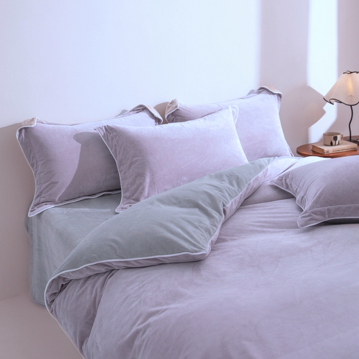 91家纺网 家纺一手货源 找家纺 安力森/诚臻酒店用品 2025新款麻绳婴儿绒四件套 秋冬加厚亲肤保暖卧室床品套件（280克） 芋泥-浅灰