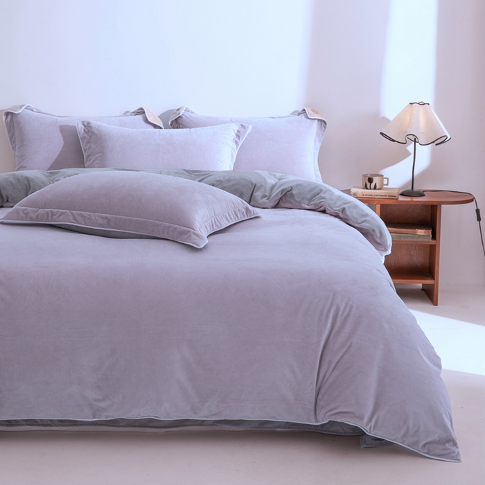 91家纺网 家纺一手货源 找家纺 安力森/诚臻酒店用品 2025新款麻绳婴儿绒四件套 秋冬加厚亲肤保暖卧室床品套件（280克） 芋泥-浅灰