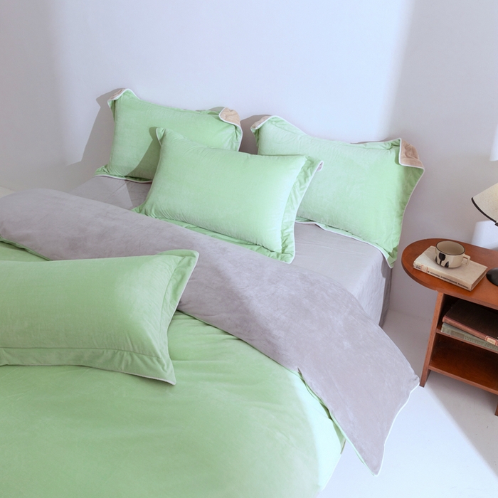 91家纺网 家纺一手货源 找家纺 安力森/诚臻酒店用品 2025新款麻绳婴儿绒四件套 秋冬加厚亲肤保暖卧室床品套件（280克） 芽绿-浅灰