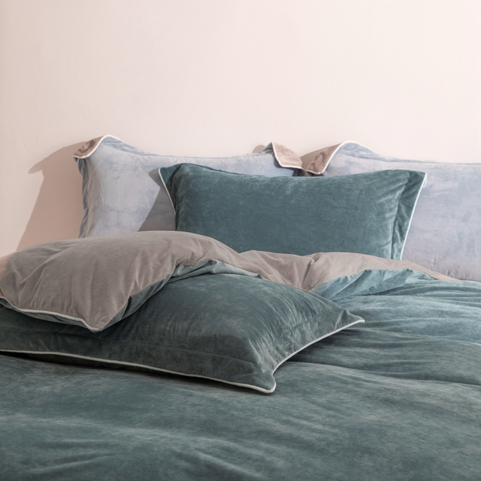 91家纺网 家纺一手货源 找家纺 安力森/诚臻酒店用品 2025新款麻绳婴儿绒四件套 秋冬加厚亲肤保暖卧室床品套件（280克） 神秘灰-浅灰