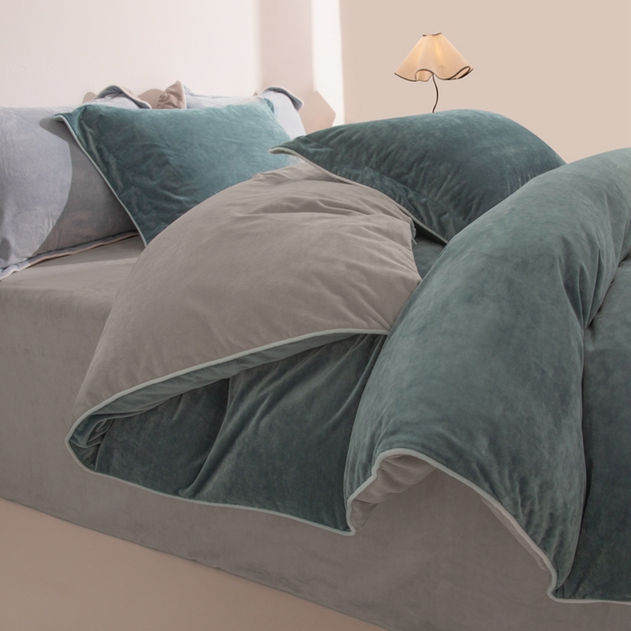 91家纺网 家纺一手货源 找家纺 安力森/诚臻酒店用品 2025新款麻绳婴儿绒四件套 秋冬加厚亲肤保暖卧室床品套件（280克） 神秘灰-浅灰