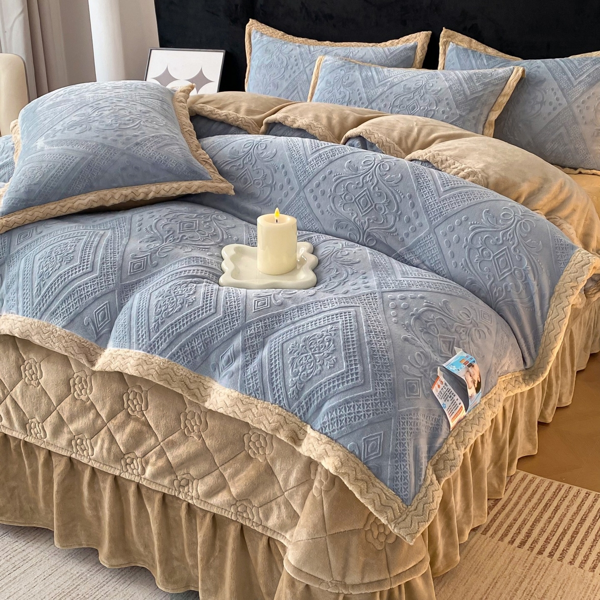 91家纺网 家纺一手货源 找家纺 （总）妮恒美家纺 2025新款10斤床盖款牛奶绒四件套（控价最低价不得低于198）