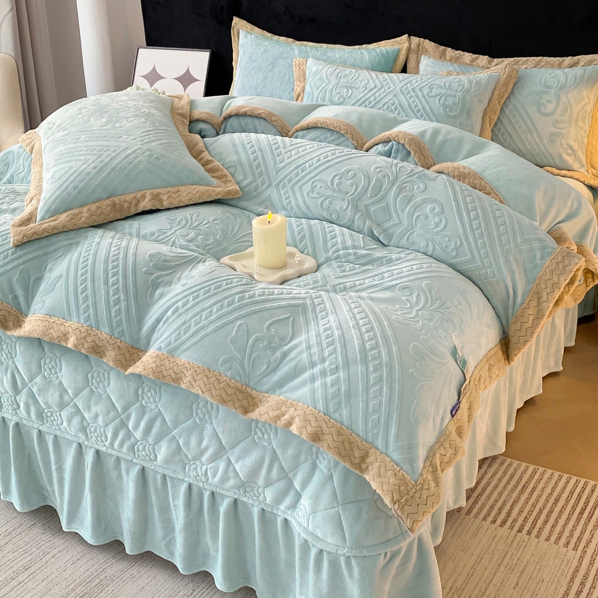 91家纺网 家纺一手货源 找家纺 （总）妮恒美家纺 2025新款10斤床盖款牛奶绒四件套（控价最低价不得低于198）