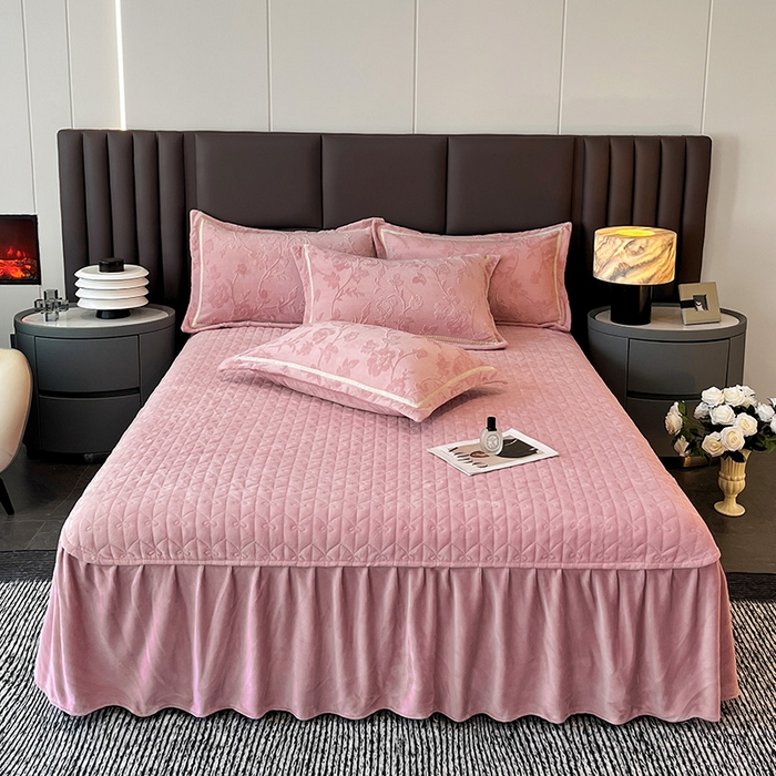 91家纺网 家纺一手货源 找家纺 妮恒美家纺 2025新款10斤床盖款牛奶绒四件套（控价最低价不得低于198） 床盖款-豆沙