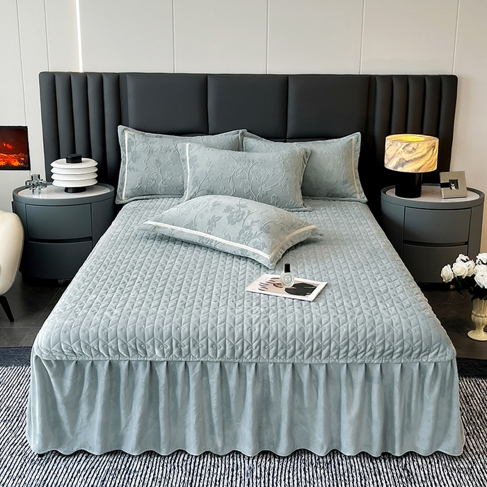 91家纺网 家纺一手货源 找家纺 妮恒美家纺 2025新款10斤床盖款牛奶绒四件套（控价最低价不得低于198） 床盖款-浅灰绿