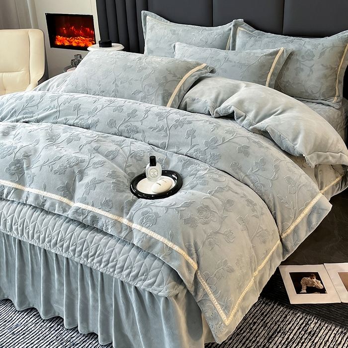 91家纺网 家纺一手货源 找家纺 妮恒美家纺 2025新款10斤床盖款牛奶绒四件套（控价最低价不得低于198） 床盖款-浅灰绿