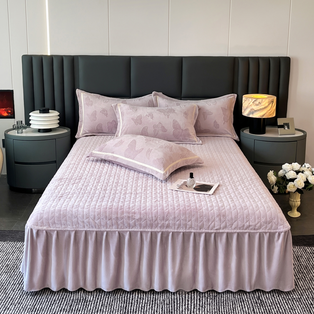 91家纺网 家纺一手货源 找家纺 妮恒美家纺 2025新款10斤床盖款牛奶绒四件套（控价最低价不得低于198） 床盖款-嫣紫