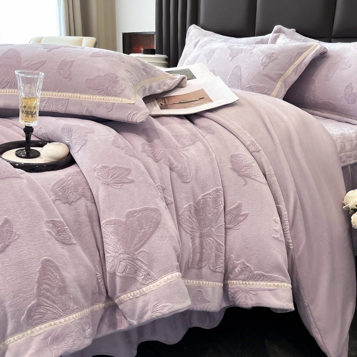 91家纺网 家纺一手货源 找家纺 妮恒美家纺 2025新款10斤床盖款牛奶绒四件套（控价最低价不得低于198） 床盖款-嫣紫
