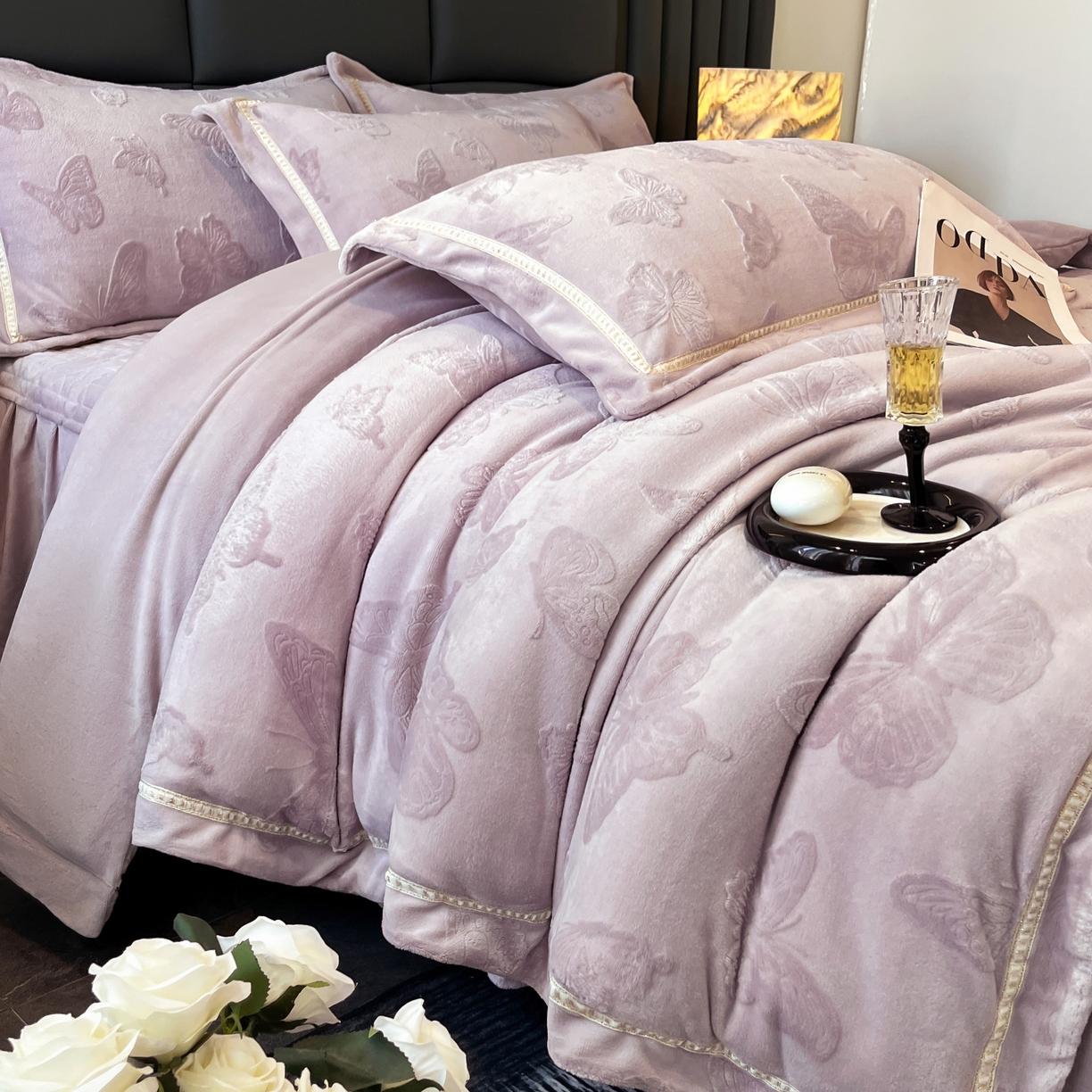 91家纺网 家纺一手货源 找家纺 妮恒美家纺 2025新款10斤床盖款牛奶绒四件套（控价最低价不得低于198） 床盖款-嫣紫