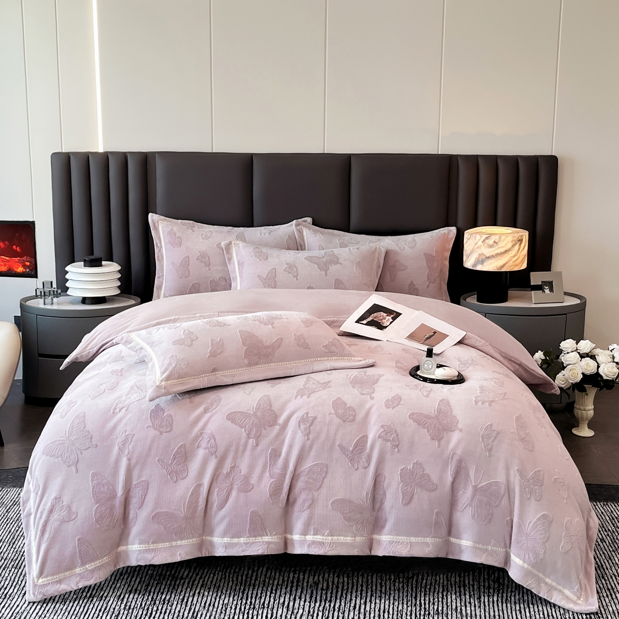 91家纺网 家纺一手货源 找家纺 妮恒美家纺 2025新款10斤床盖款牛奶绒四件套（控价最低价不得低于198） 床盖款-嫣紫