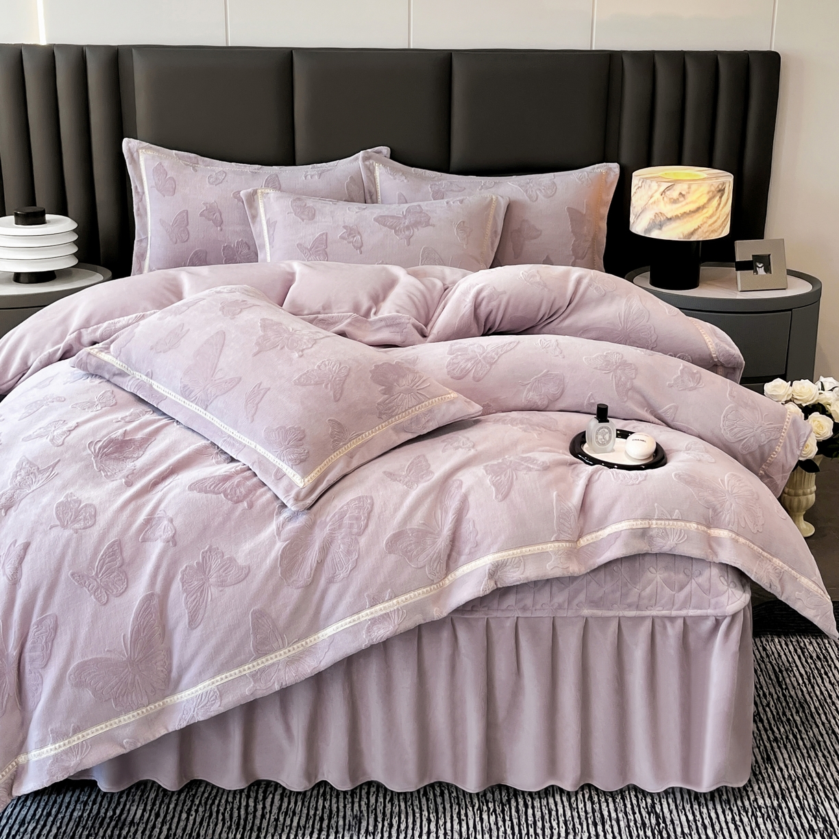 91家纺网 家纺一手货源 找家纺 妮恒美家纺 2025新款10斤床盖款牛奶绒四件套（控价最低价不得低于198） 床盖款-嫣紫