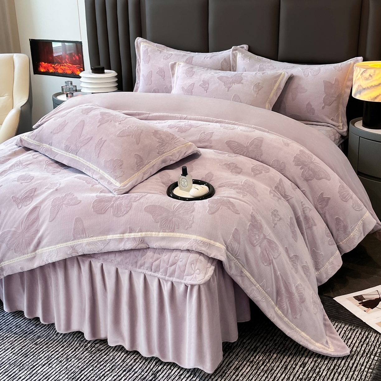 91家纺网 家纺一手货源 找家纺 妮恒美家纺 2025新款10斤床盖款牛奶绒四件套（控价最低价不得低于198） 床盖款-嫣紫
