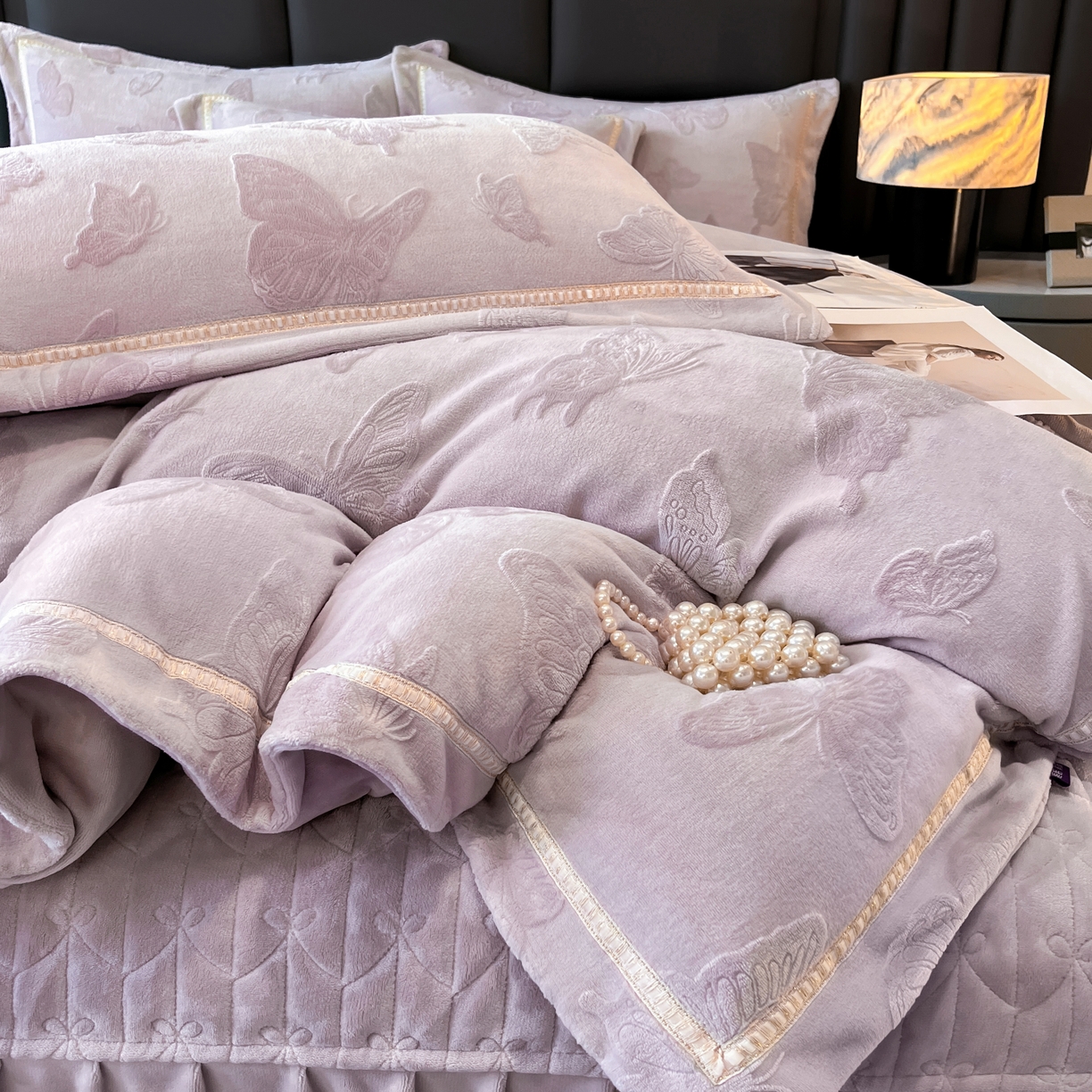 91家纺网 家纺一手货源 找家纺 妮恒美家纺 2025新款10斤床盖款牛奶绒四件套（控价最低价不得低于198） 床盖款-嫣紫
